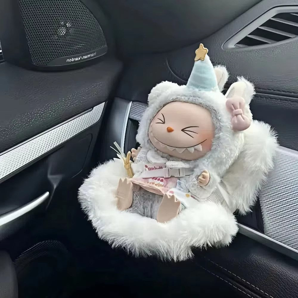 Til Labubu Plysdukke Pelsagtig Biludluftningsclips Holder Sikkerhedssæde 15-17 cm Mini Figurer Udstillingsstander