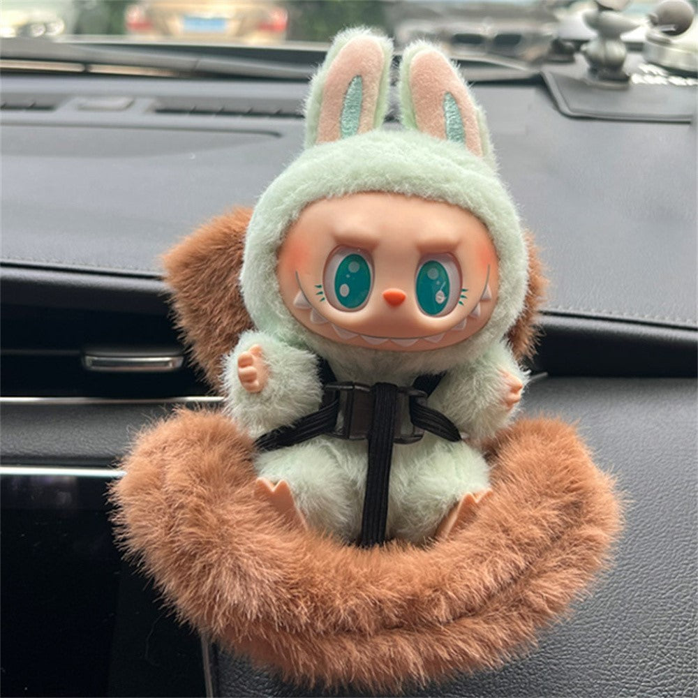 Til Labubu Plysdukke Pelsagtig Biludluftningsclips Holder Sikkerhedssæde 15-17 cm Mini Figurer Udstillingsstander
