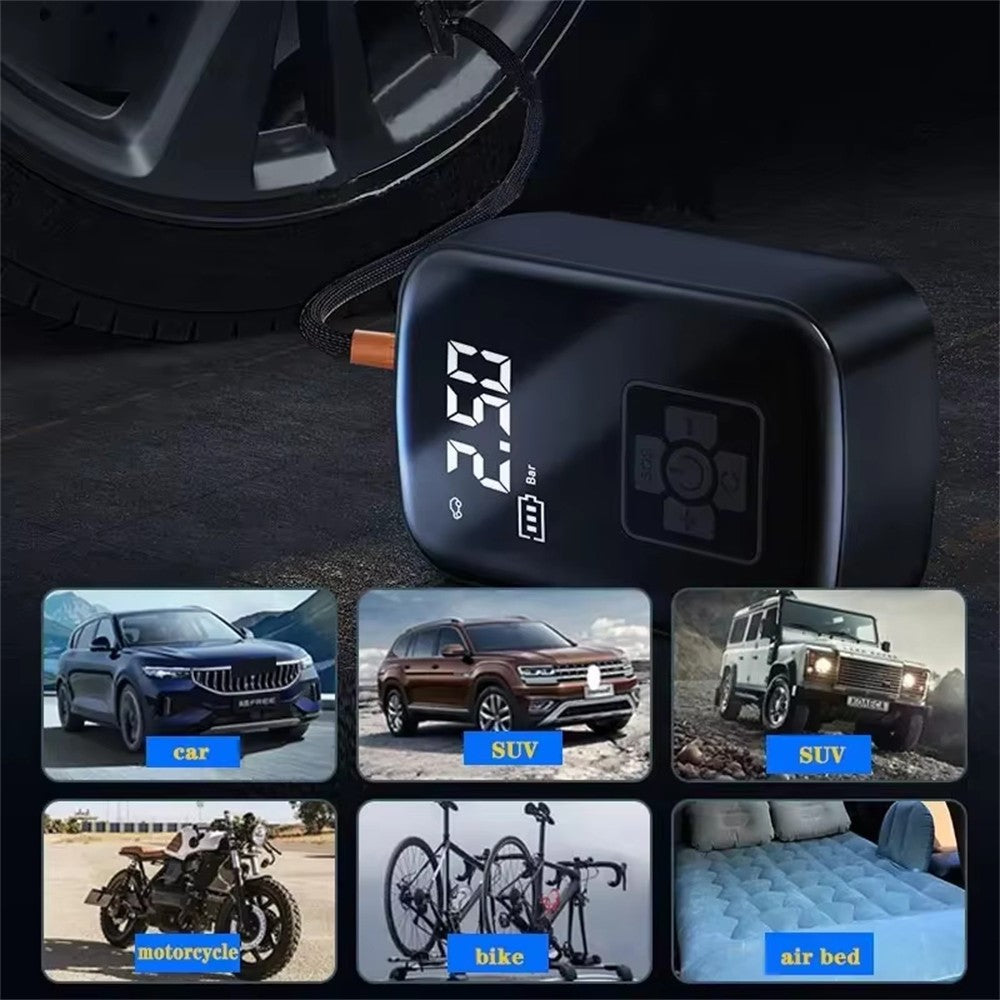 100W 150PSI bildækpumpe med digitalt display, bærbar elektrisk luftkompressor til motorcykel/cykel/bolde