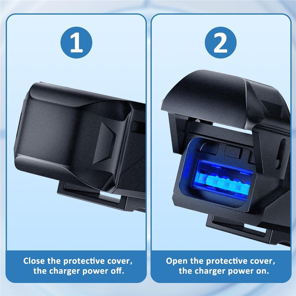 18W 5V / 3A Motorcycle Handlebar USB Charger IP66 Waterproof SAE to USB Fast Charging Adapter