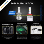 K9S 1 Pair H7 LED Headlight Bulbs 6000K IP68 Waterproof Aluminum Alloy Car Headlamps