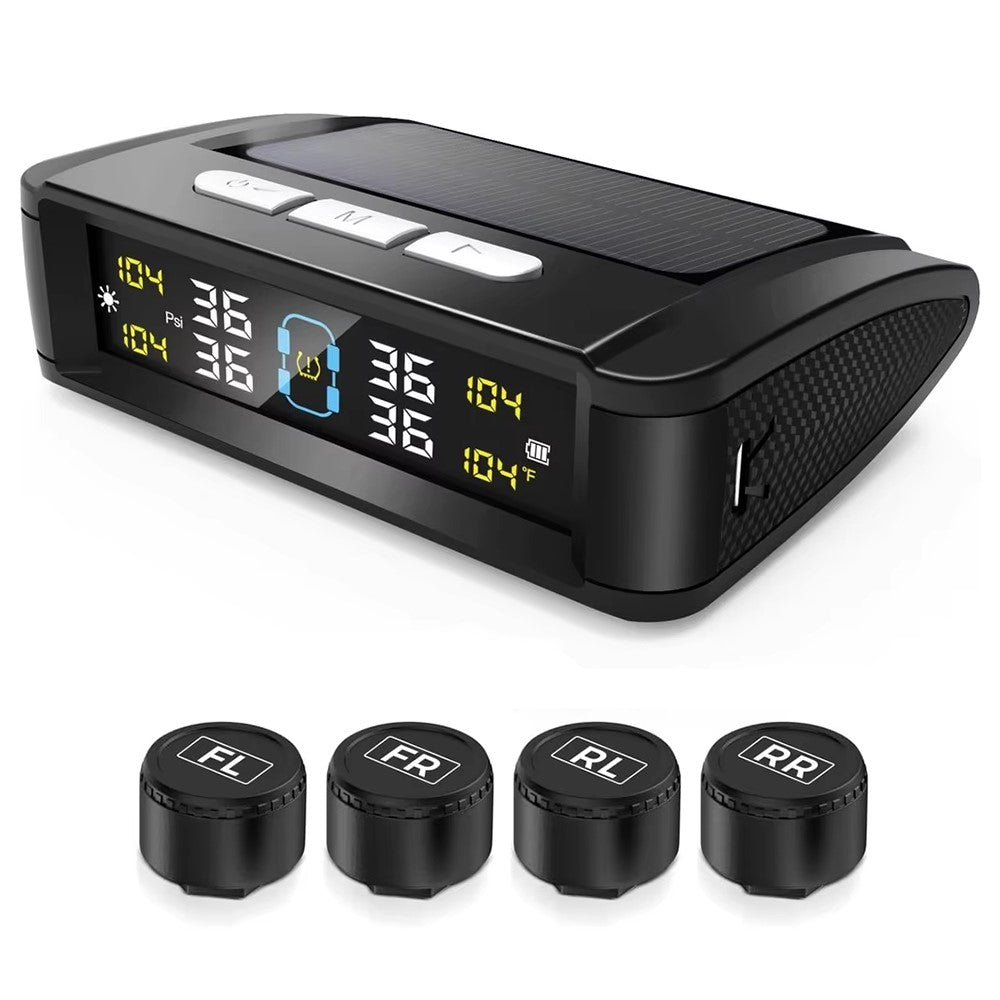 T11 Beep Version Solar  /  USB Dual Power Real Time Display TPMS Tire Pressure Monitoring System with 4 External Sensor