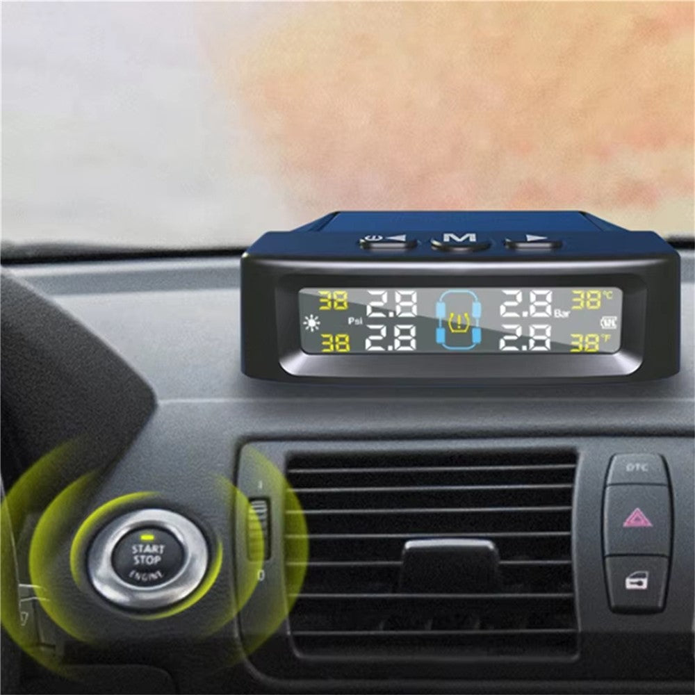 T12 TPMS Tire Pressure Monitoring System for Cars Real Time Display Solar  /  USB Charging with 4 External Sensors