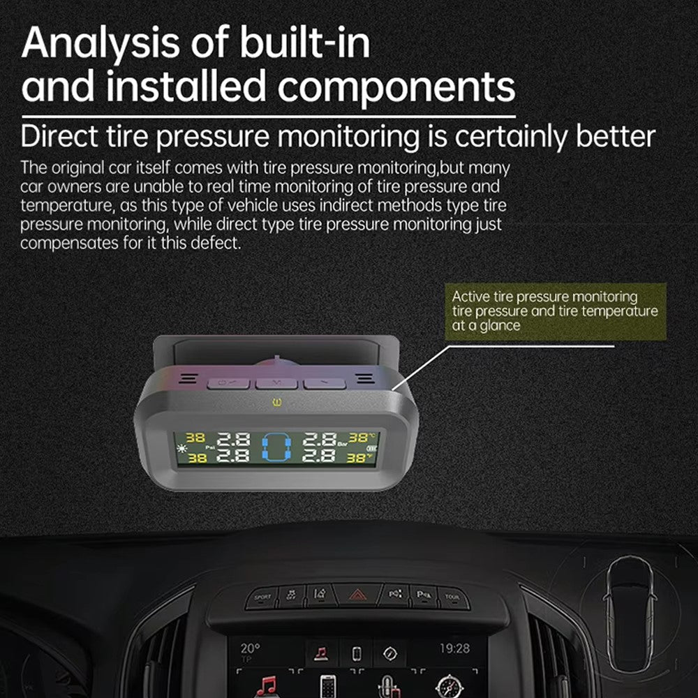 T14 Solar  /  USB Charging Tire Pressure Monitoring System Car TPMS with 4 External Sensors