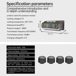 T14 Solar  /  USB Charging Tire Pressure Monitoring System Car TPMS with 4 External Sensors