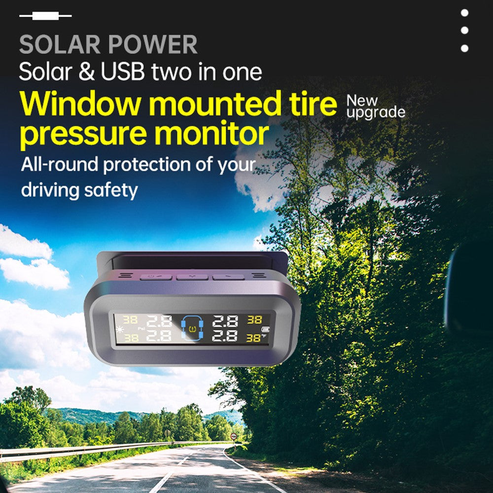 T14 Solar  /  USB Charging Tire Pressure Monitoring System Car TPMS with 4 Internal Sensors