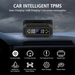 T13 Bil TPMS Realtidsdisplay Sol / USB-opladning Dæktrykovervågningssystem med 4 eksterne sensorer