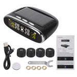 TY07 Solar Powered TPMS Wireless Car Tire Pressure Monitoring System with 4 External Sensors