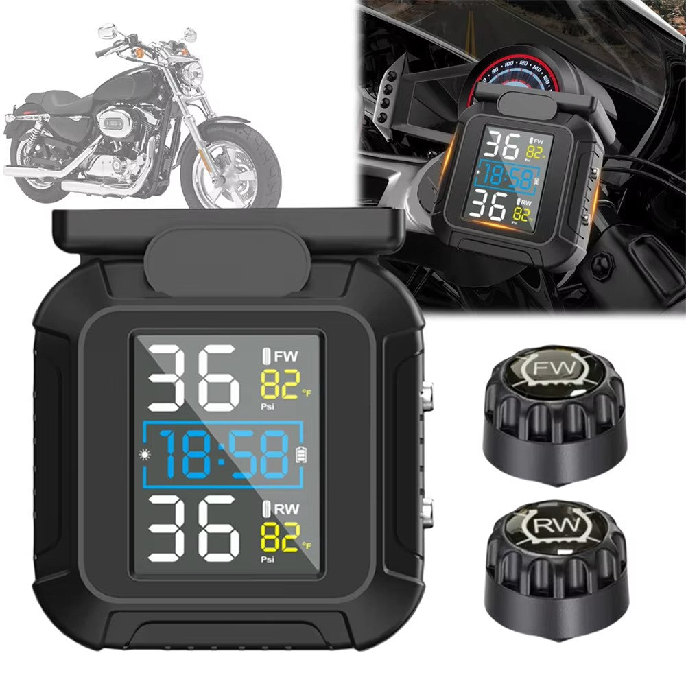 MT20 USB / Solar Charging Motorcycle TPMS Tire Pressure Monitoring System with Real Time Display