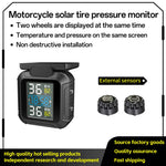 MT20 USB / Solar Charging Motorcycle TPMS Tire Pressure Monitoring System with Real Time Display