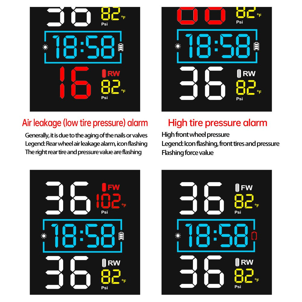 MT20 USB / Solar Charging Motorcycle TPMS Tire Pressure Monitoring System with Real Time Display