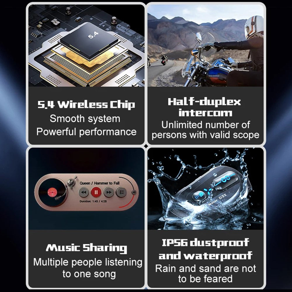 D3X For Motorcycle Helmet Bluetooth-compatible Headset 600m Half Duplex Intercom System