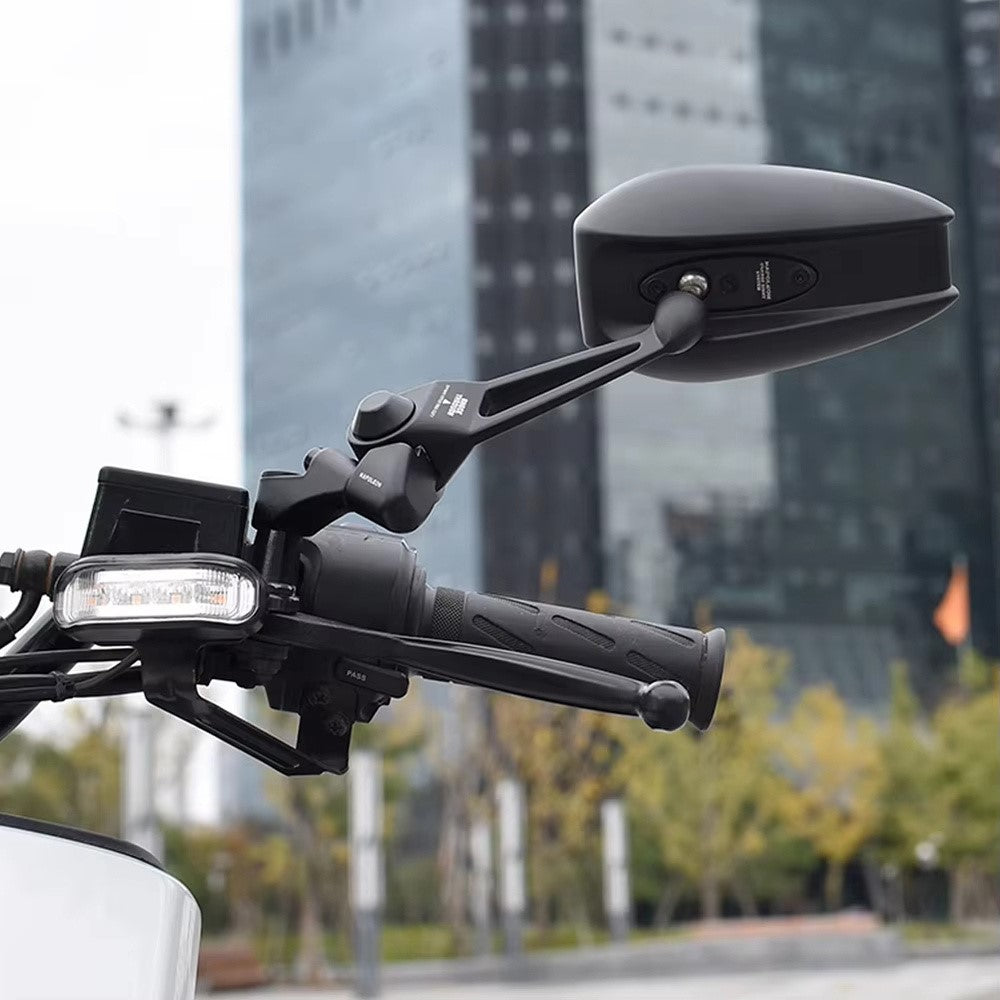 AOS4 Drejeligt Sidespejl til Motorcykel Plast + Aluminium Universalt Bakspejl, Hvid