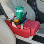 Universal Car Armrest Pad Storage Organizer PU Leather Tissue Box Central Cup Holder