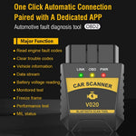 V020 Bluetooth-compatible OBD2 Scanner ELM327 Car Diagnostic Tool Battery Tester Engine Fault Code Reader