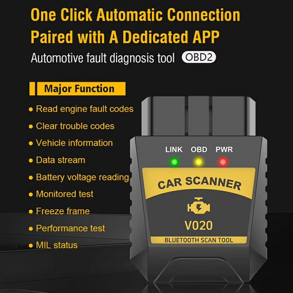 V020 Bluetooth-compatible OBD2 Scanner ELM327 Car Diagnostic Tool Battery Tester Engine Fault Code Reader