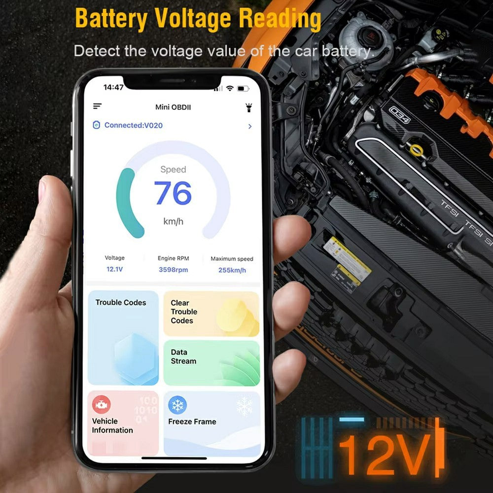 V020 Bluetooth-compatible OBD2 Scanner ELM327 Car Diagnostic Tool Battery Tester Engine Fault Code Reader