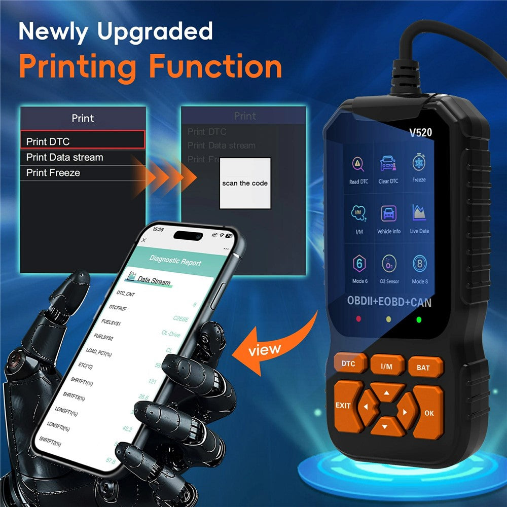 V520 2.8 Inch TFT Color Screen OBD2 Car Diagnostic Scanner for 1996 and Later Vehicles Engine Check Fault Codes Reader