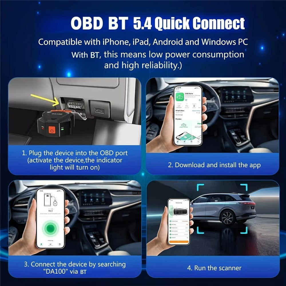 DA100 Bluetooth-compatible OBD Car Diagnostic Scanner Automotive Engine Fault Code Reader for Android iOS