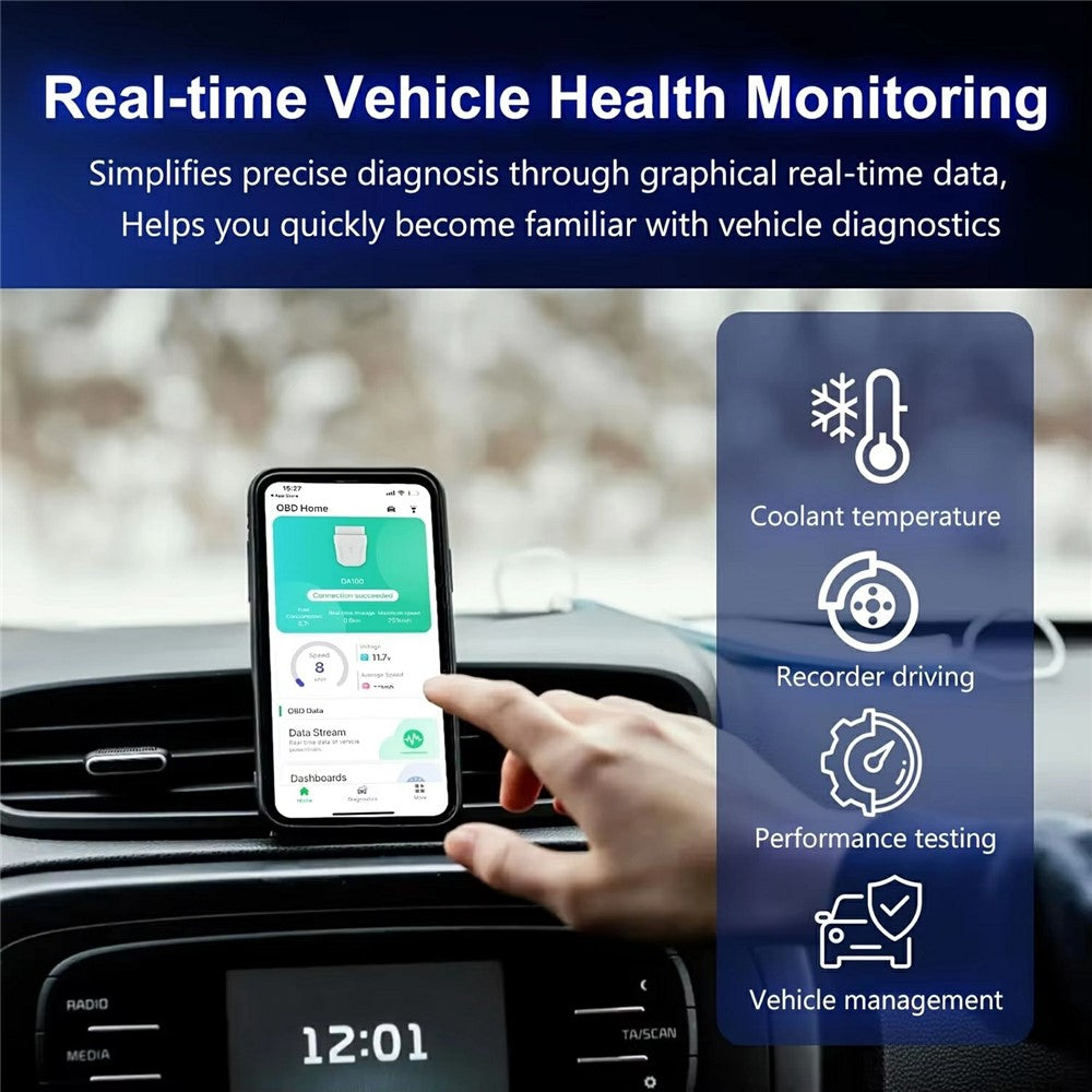 DA100 Bluetooth-compatible OBD Car Diagnostic Scanner Automotive Engine Fault Code Reader for Android iOS