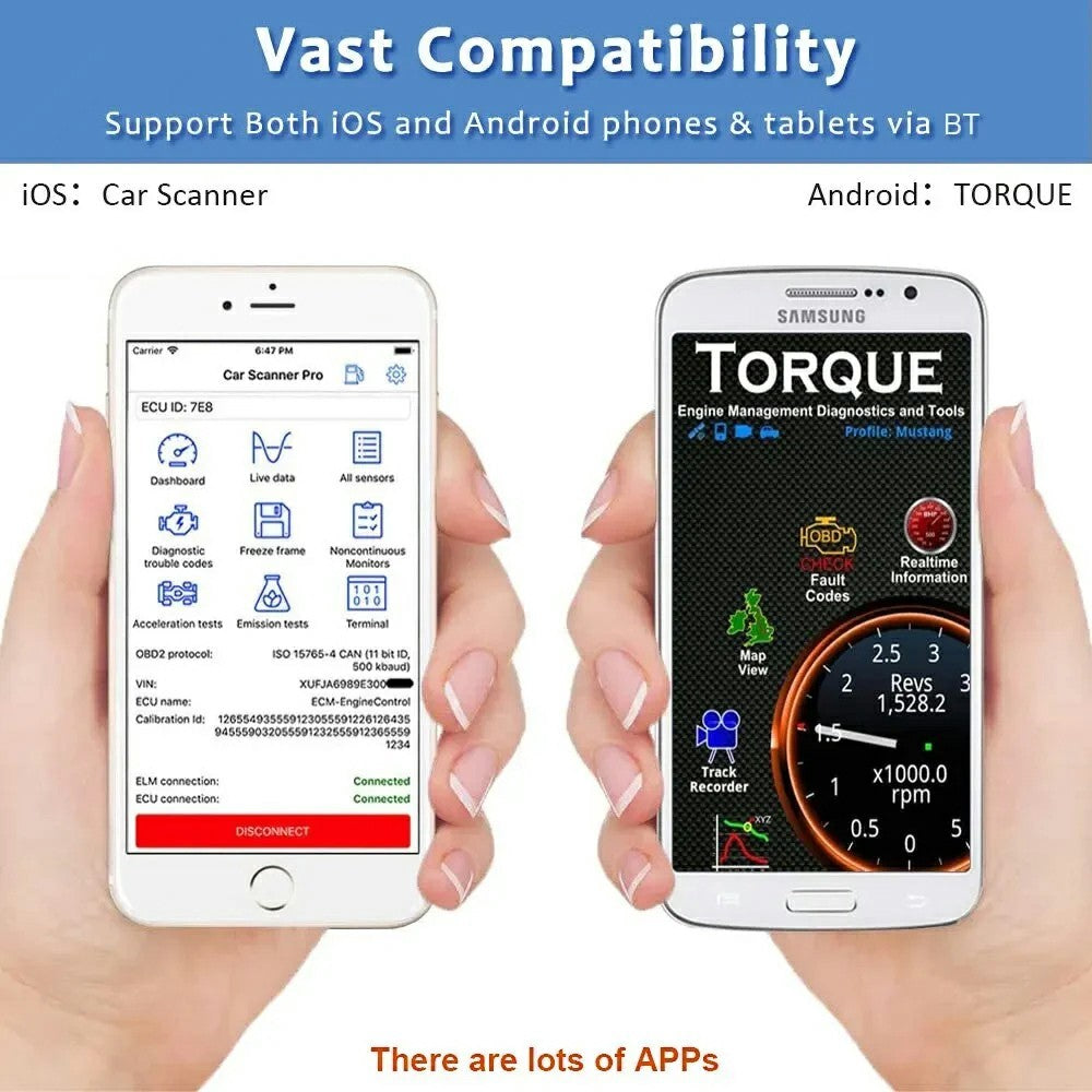 V30 OBD2 Scanner ELM327 Bluetooth-kompatibel Motordiagnosekodlæser understøtter datastrøm