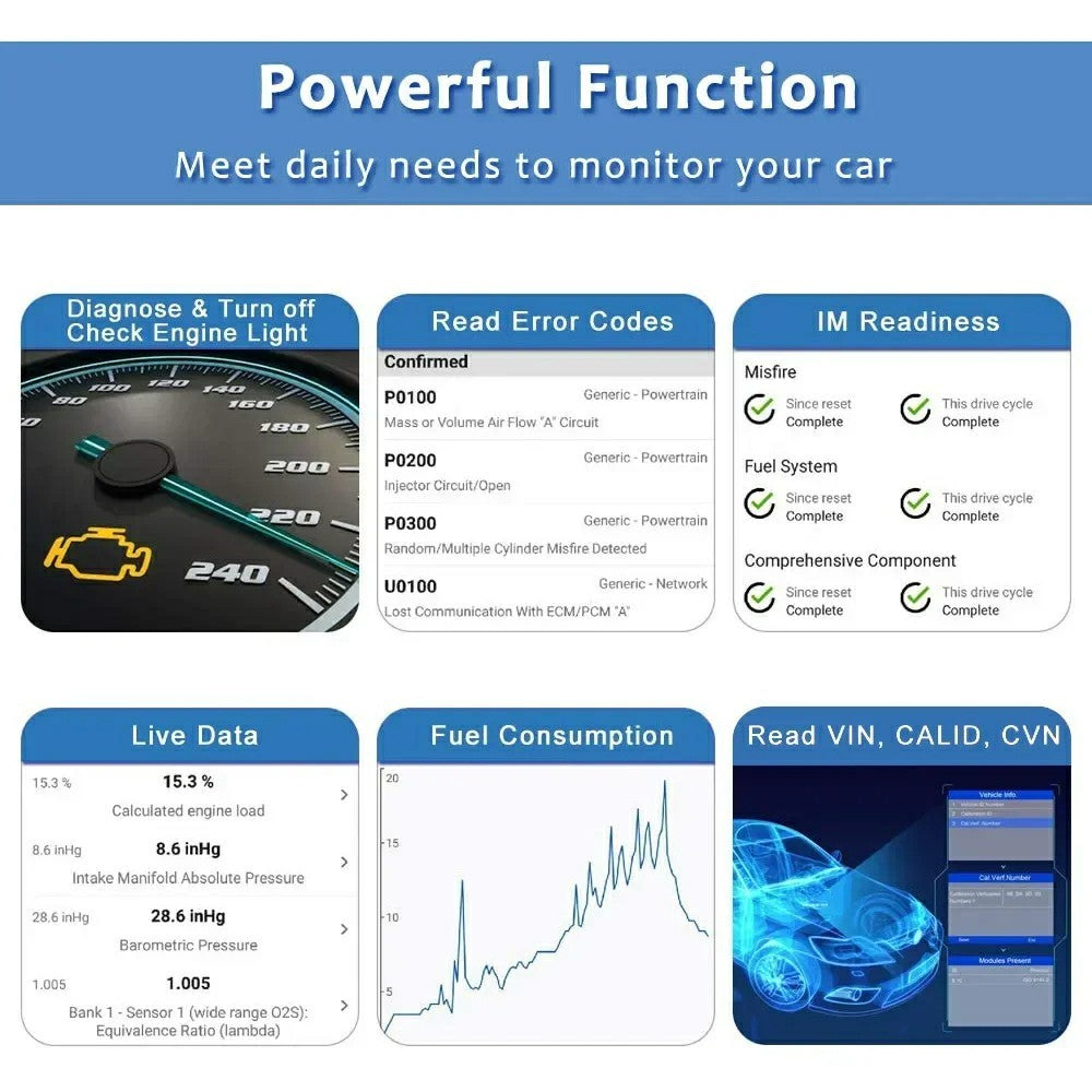 V30 OBD2 Scanner ELM327 Bluetooth-kompatibel Motordiagnosekodlæser understøtter datastrøm
