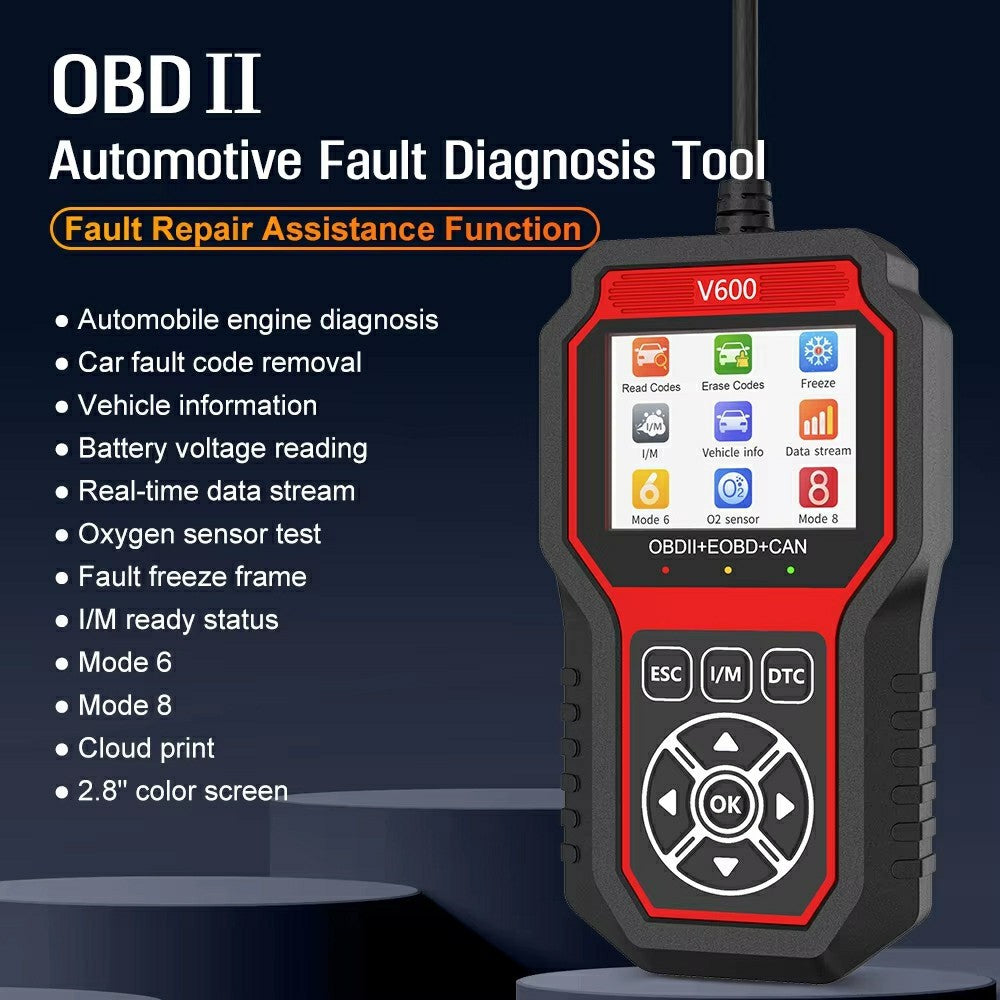 V600 OBD2 Car Diagnostic Scanner Battery Tester Engine Fault Code Reader Oxygen Sensor Diagnostic Tool