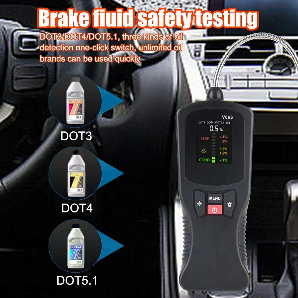 V066 Brake Fluid Tester for Car Diagnostics Water Content Measurement DOT3 DOT4 DOT5.1 Compatible