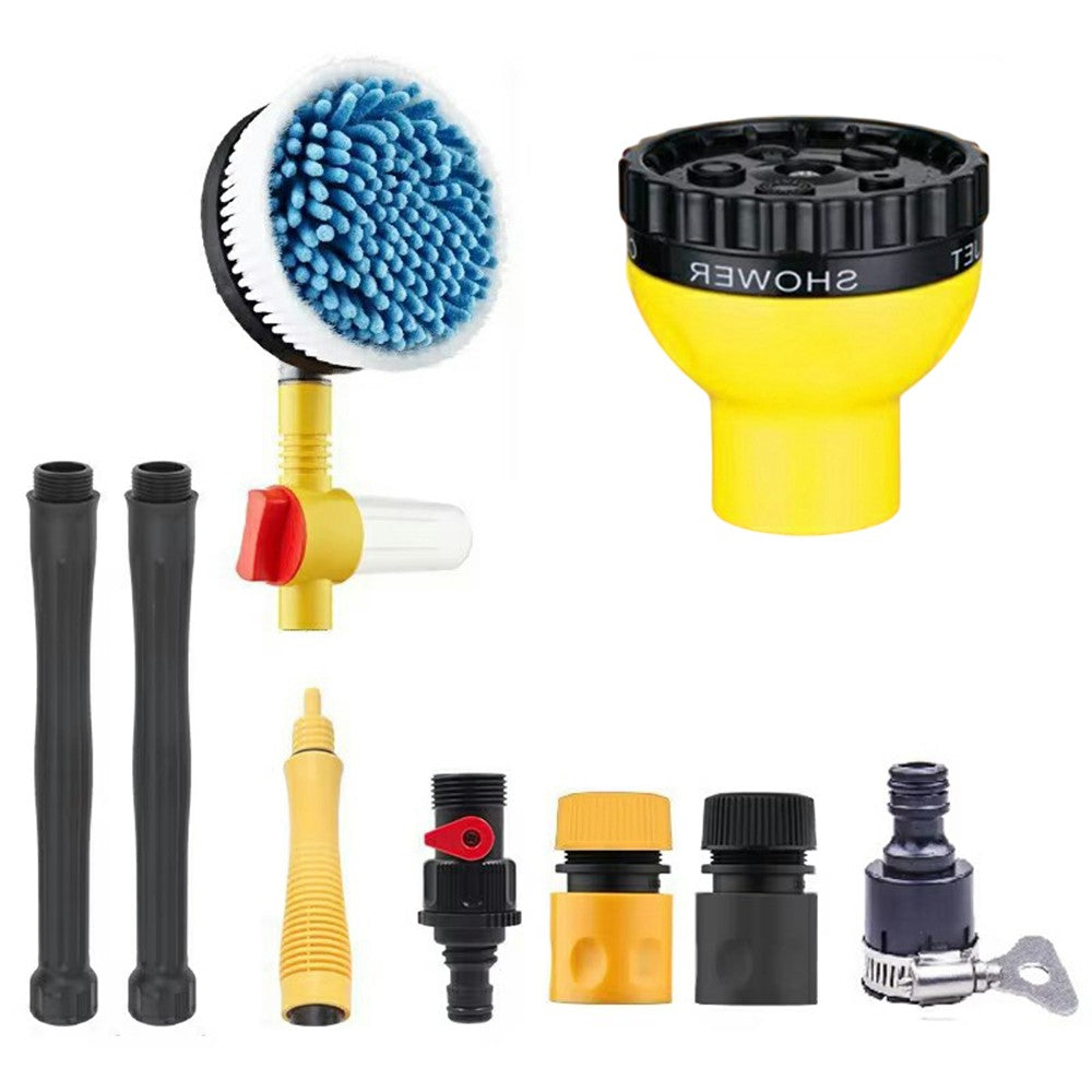 Portable Car Washing Kit with Multifunction Spray Head Soft Chenille Wash Brush Rotary Mop Automatic Foam Cleaner
