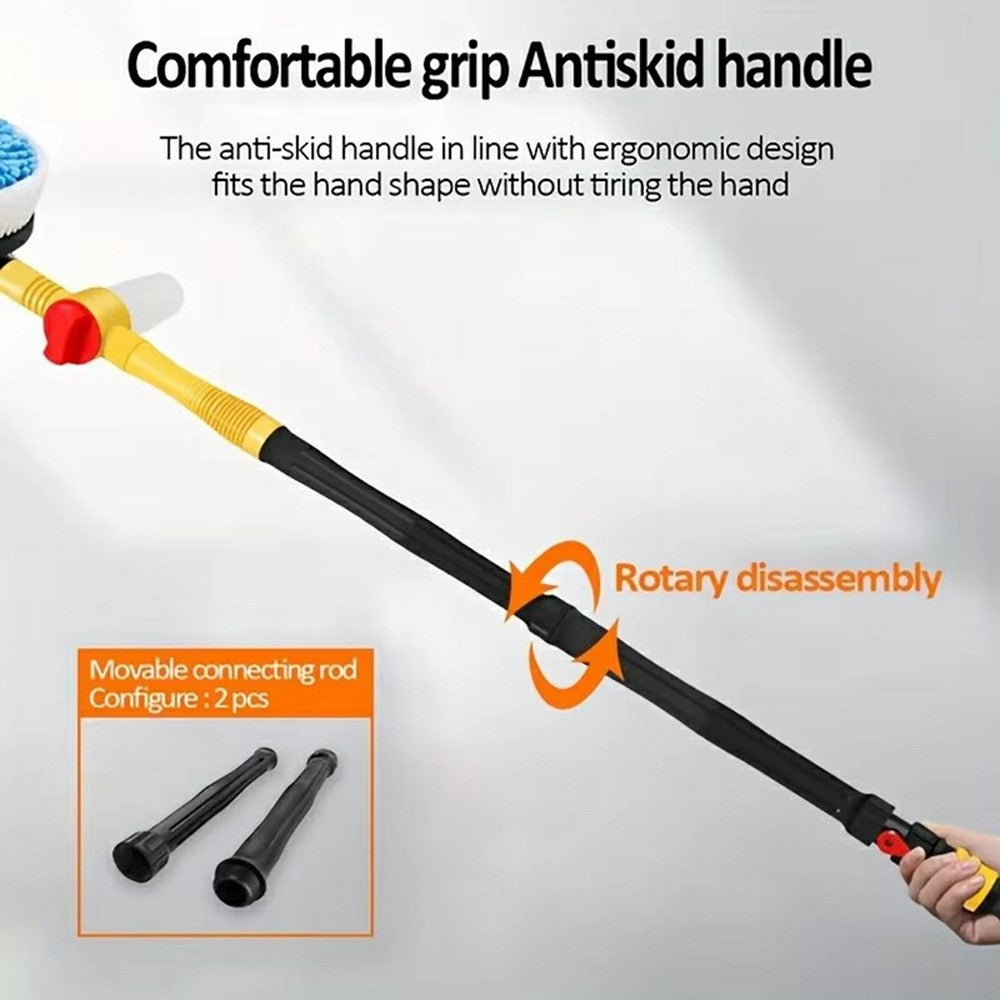 Portable Car Washing Kit with Multifunction Spray Head Soft Chenille Wash Brush Rotary Mop Automatic Foam Cleaner