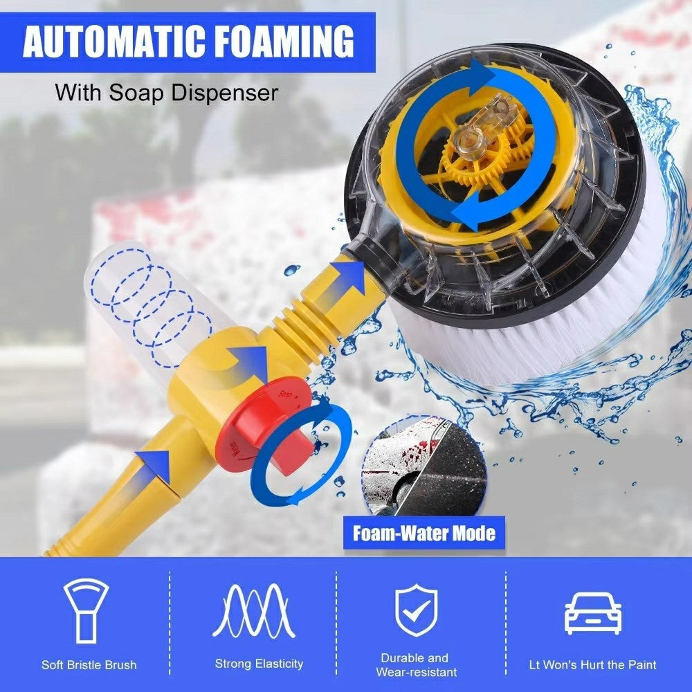 Portable Car Washing Kit with Multifunction Spray Head Soft Chenille Wash Brush Rotary Mop Automatic Foam Cleaner
