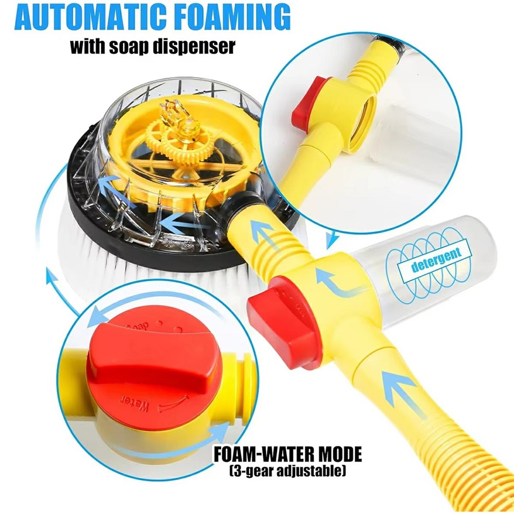 Portable Car Washing Kit with Multifunction Spray Head Soft Chenille Wash Brush Rotary Mop Automatic Foam Cleaner