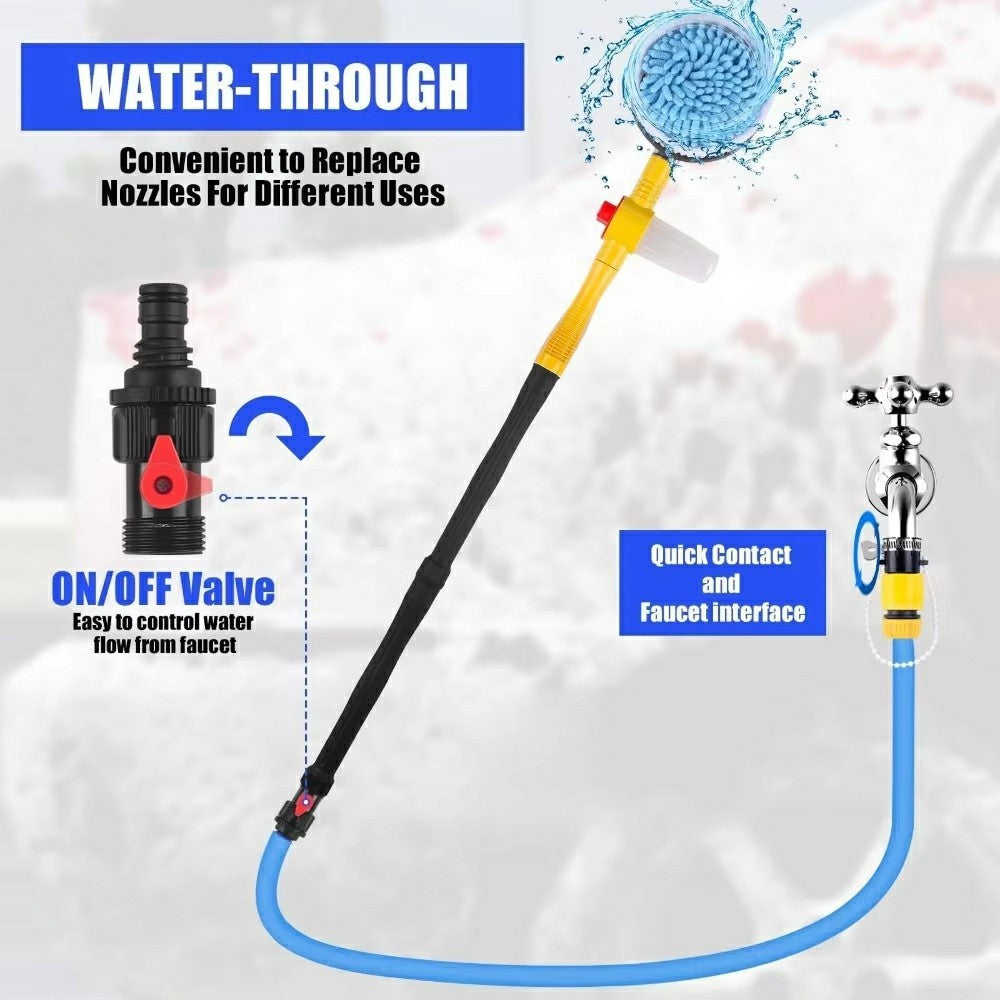 Portable Car Washing Kit with Replacement Chenille Cover Car Wash Brush Rotary Mop Automatic Foam Cleaner