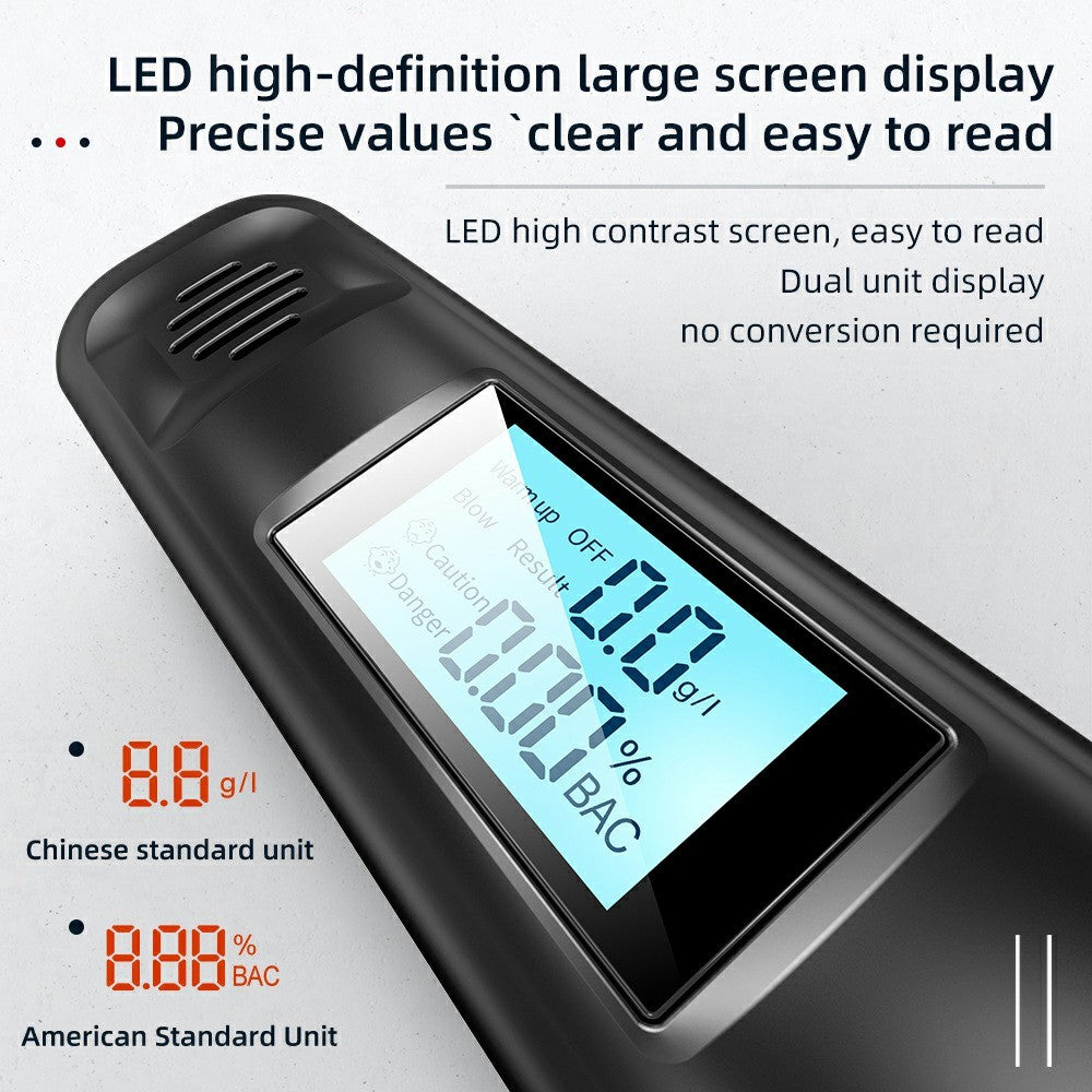 Portable Breathalyzer Drunk Driving Detection Non Contact LED Display Digital Alcohol Tester