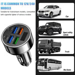 100W High Power 6-Port Car Charger PD QC3.0 Fast Charging Adapter with Voltage Display