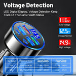 100W High Power 6-Port Car Charger PD QC3.0 Fast Charging Adapter with Voltage Display