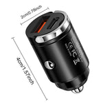 P90 3.1A 30W Fast Car Charger QC3.0 Type-C + PD USB Dual Port Charging Adapter with Pull Ring