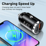 P90 3.1A 30W Fast Car Charger QC3.0 Type-C + PD USB Dual Port Charging Adapter with Pull Ring