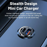 P90 3.1A 30W Fast Car Charger QC3.0 Type-C + PD USB Dual Port Charging Adapter with Pull Ring
