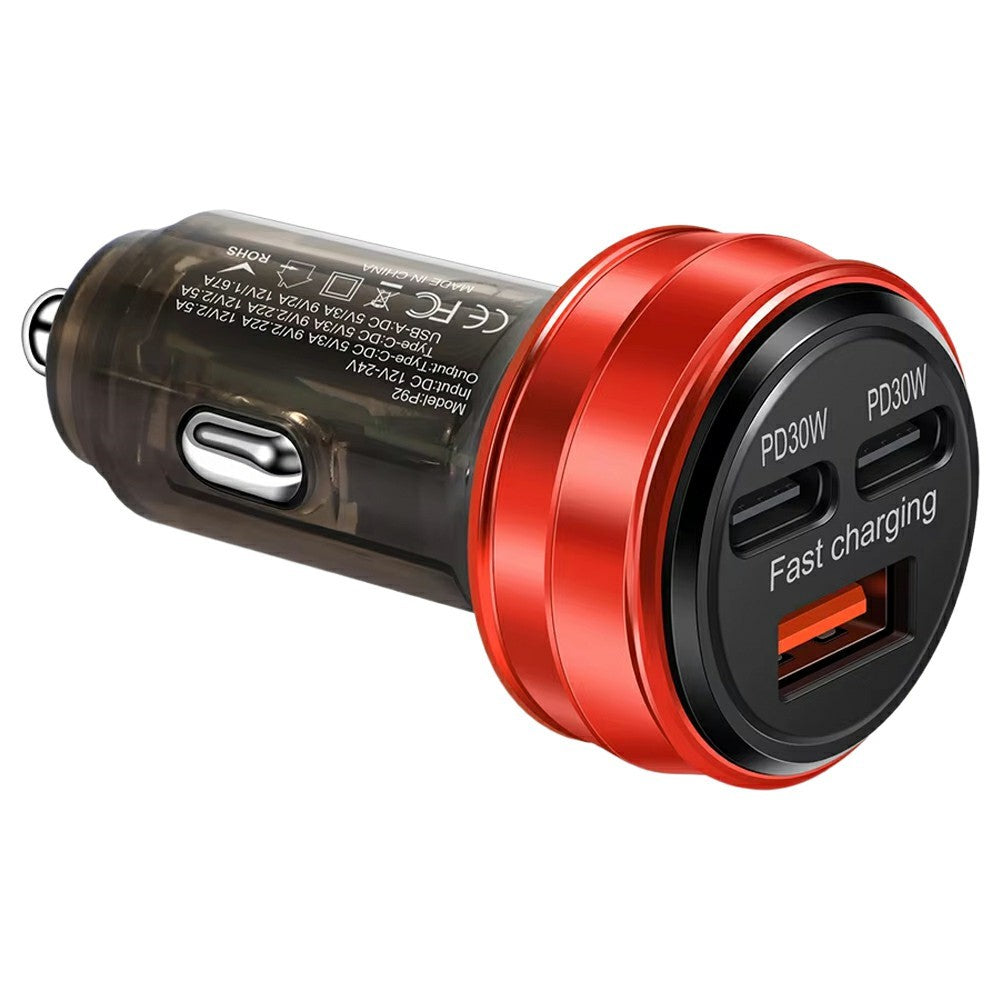 80W Car Charger 3 Ports USB + PD Type C Fast Charging Portable Cigarette Lighter Adapter