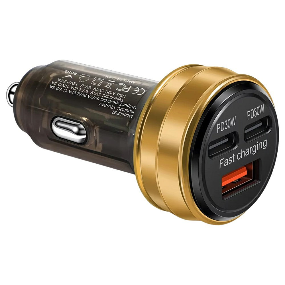 80W Car Charger 3 Ports USB + PD Type C Fast Charging Portable Cigarette Lighter Adapter