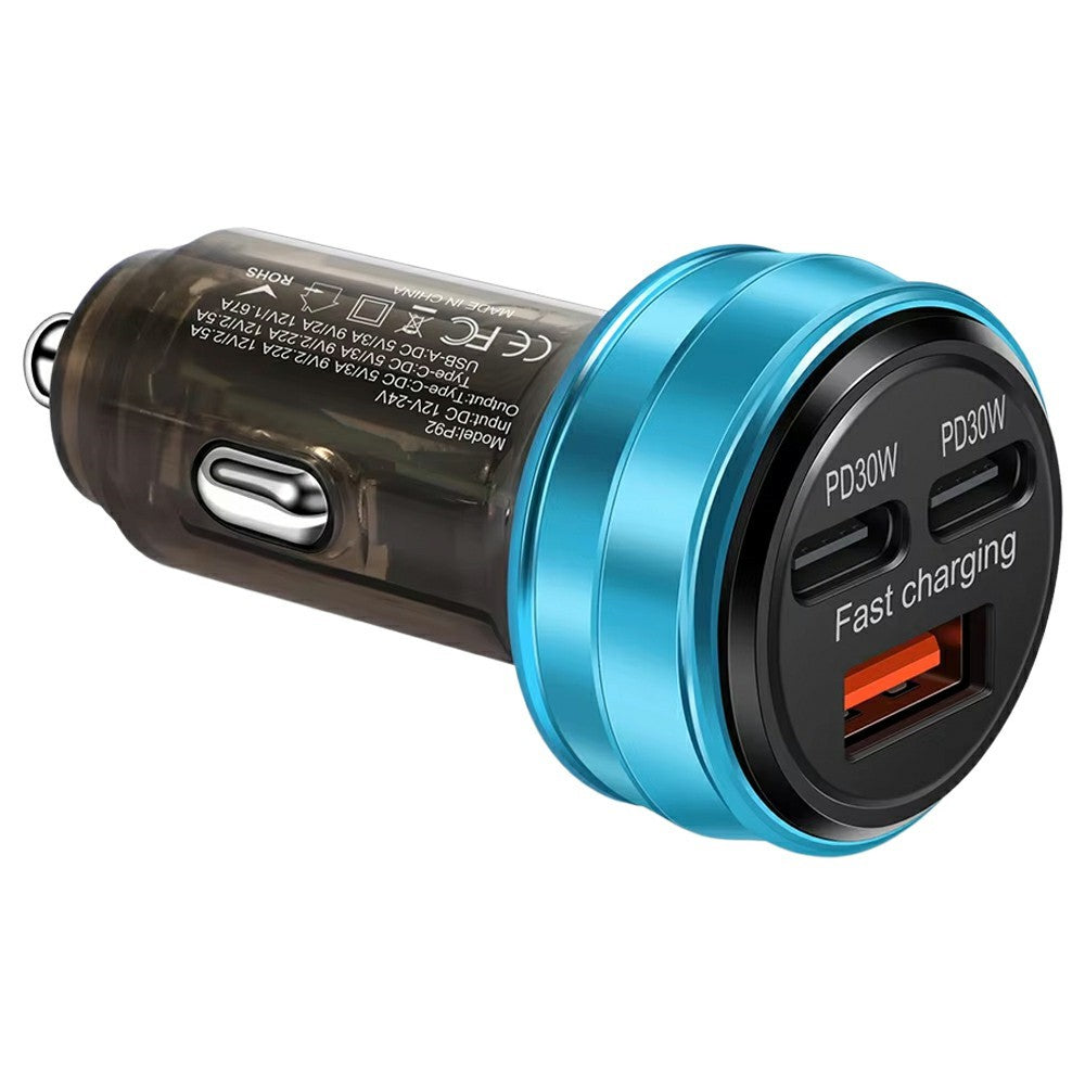 80W Car Charger 3 Ports USB + PD Type C Fast Charging Portable Cigarette Lighter Adapter