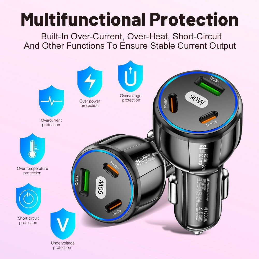 3 Port Billader QC3.0 USB + PD 30W USB C Hurtig Oplader Adapter til iPhone Samsung Xiaomi