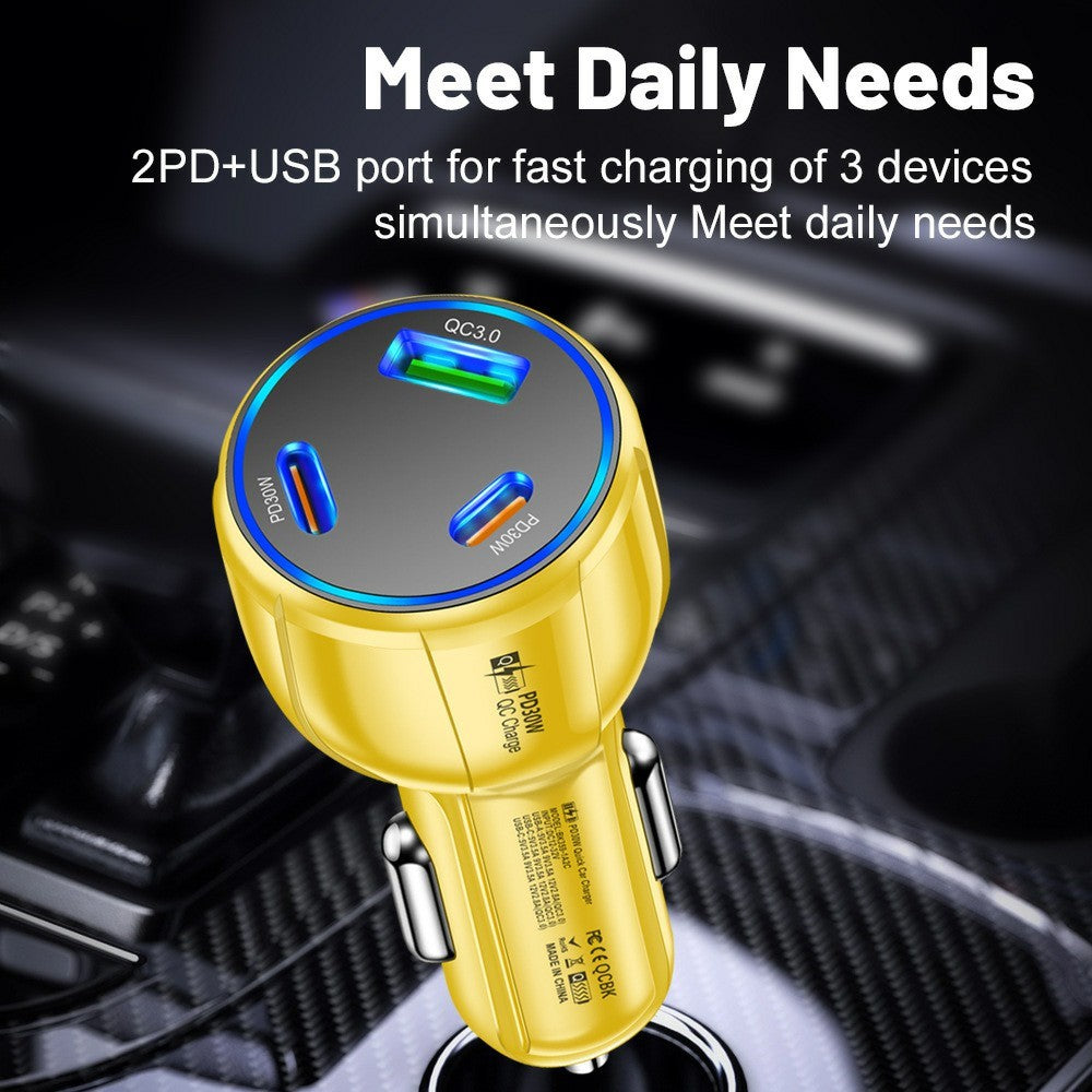 3 Port Billader QC3.0 USB + PD 30W USB C Hurtig Oplader Adapter til iPhone Samsung Xiaomi