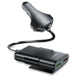 4 USB Ports Car Charger 3.1A QC3.0 Fast Charging Adapter with 5.6ft Cable for Front and Rear Seat Passengers
