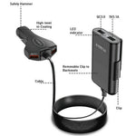 4 USB Ports Car Charger 3.1A QC3.0 Fast Charging Adapter with 5.6ft Cable for Front and Rear Seat Passengers