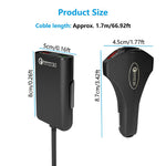 4 USB Ports Car Charger 3.1A QC3.0 Fast Charging Adapter with 5.6ft Cable for Front and Rear Seat Passengers