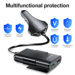 4 USB Ports Car Charger 3.1A QC3.0 Fast Charging Adapter with 5.6ft Cable for Front and Rear Seat Passengers