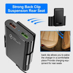 4 USB Ports Car Charger 3.1A QC3.0 Fast Charging Adapter with 5.6ft Cable for Front and Rear Seat Passengers