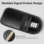 Anti Theft RFID Shielding Key Fob Protector Carbon Fiber Texture PU Leather Car Key Signal Blocking Pouch with Hook